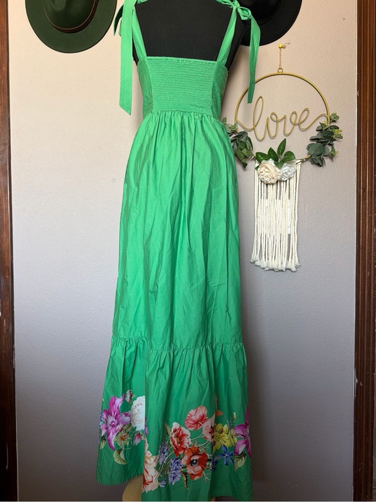 Express Bright Green Maxi Dress with Floral Hem